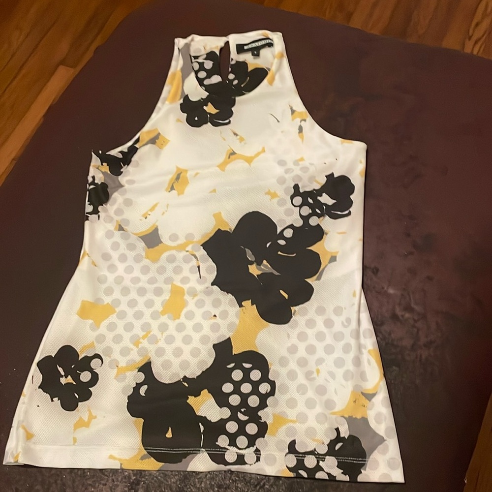 Anatomie White and Black Floral Tank Top